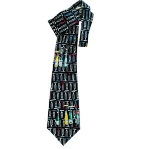 Nicole Miller Silk Tie Wine Bottles Corkscrews Novelty Sommelier VTG NWOT